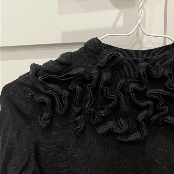 COS Chic Black Ruffled Wool Sweater - Picture 2 of 7